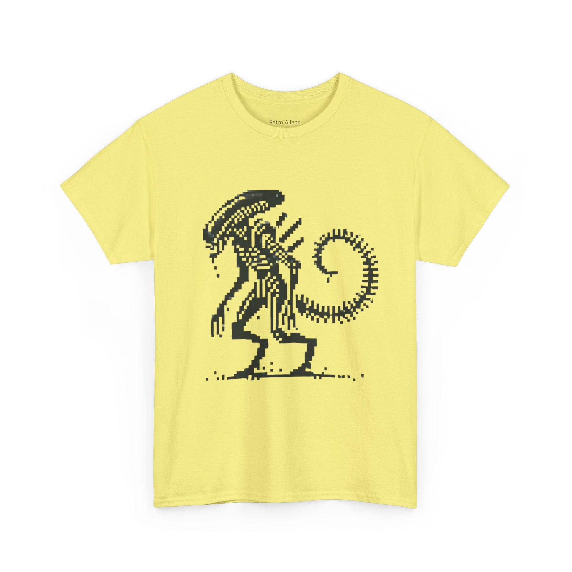 Pixel Alien movie t shirt yellow