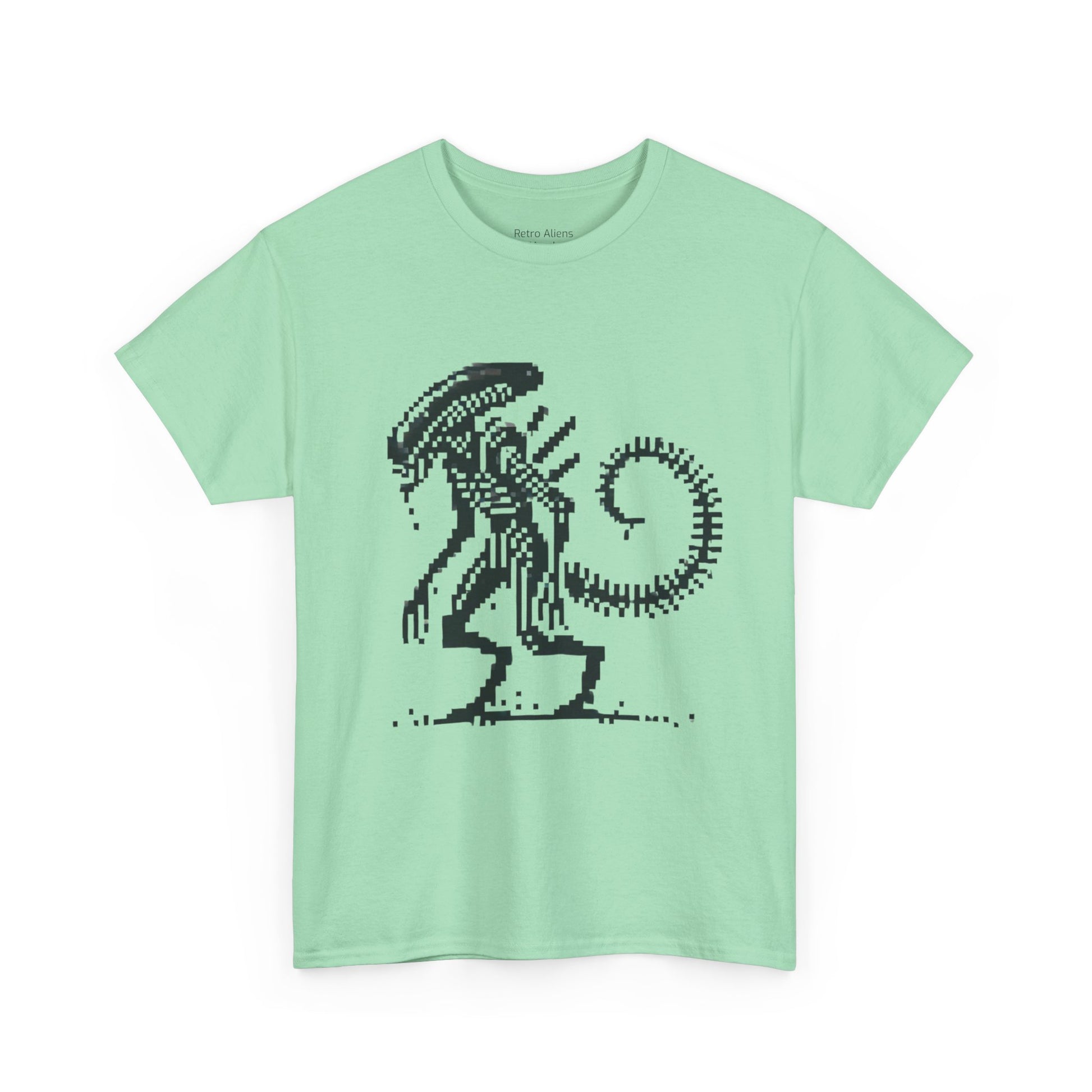 Pixel retro alien t-shirt green