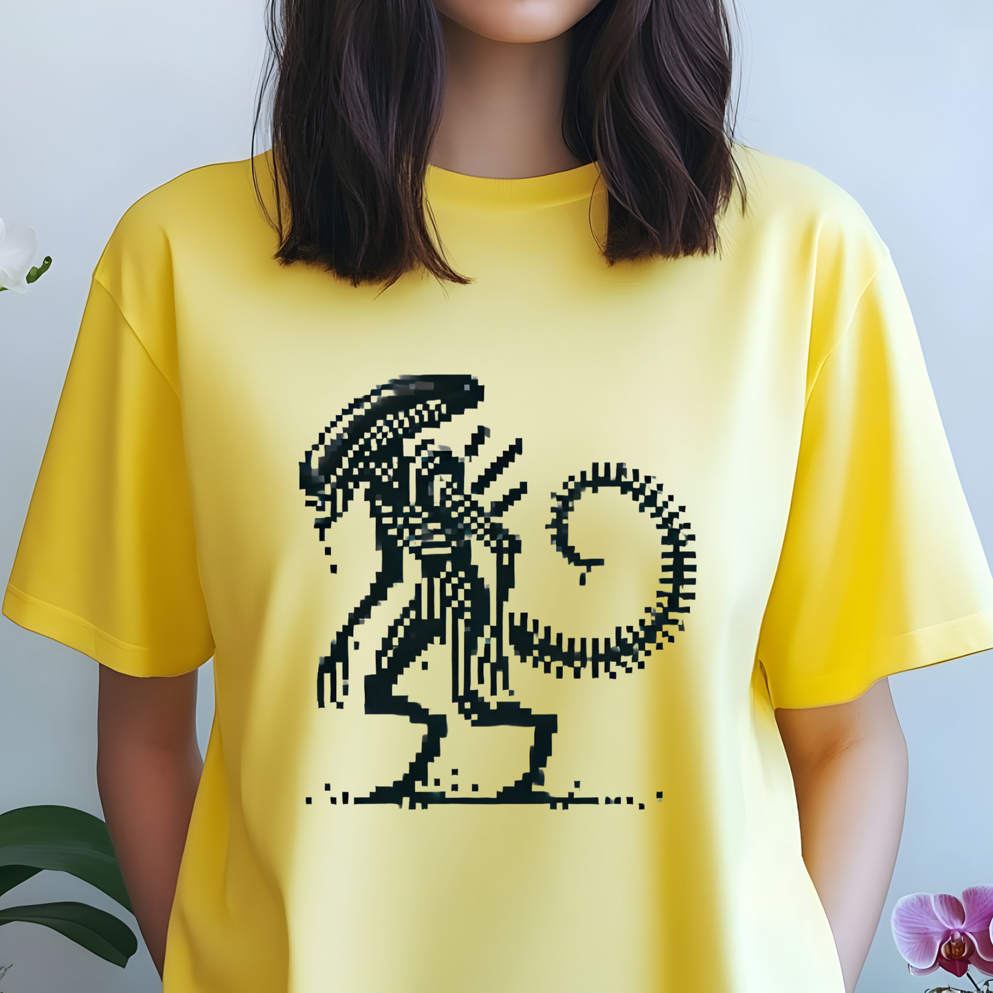 Pixel Alien movie t shirt model